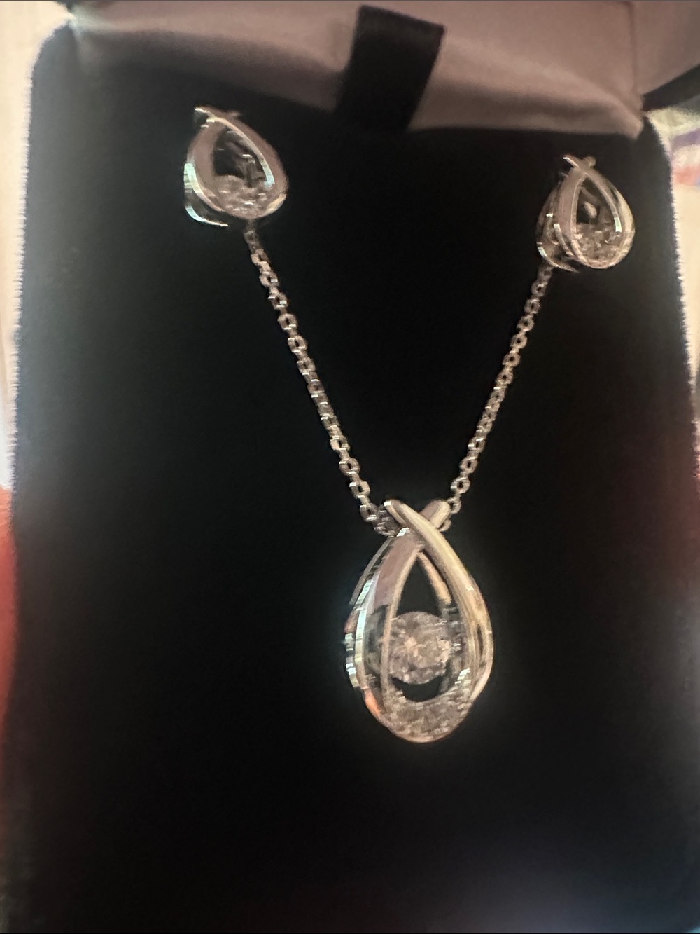 Teardrop Sterling Silver Necklace and matching earrings set